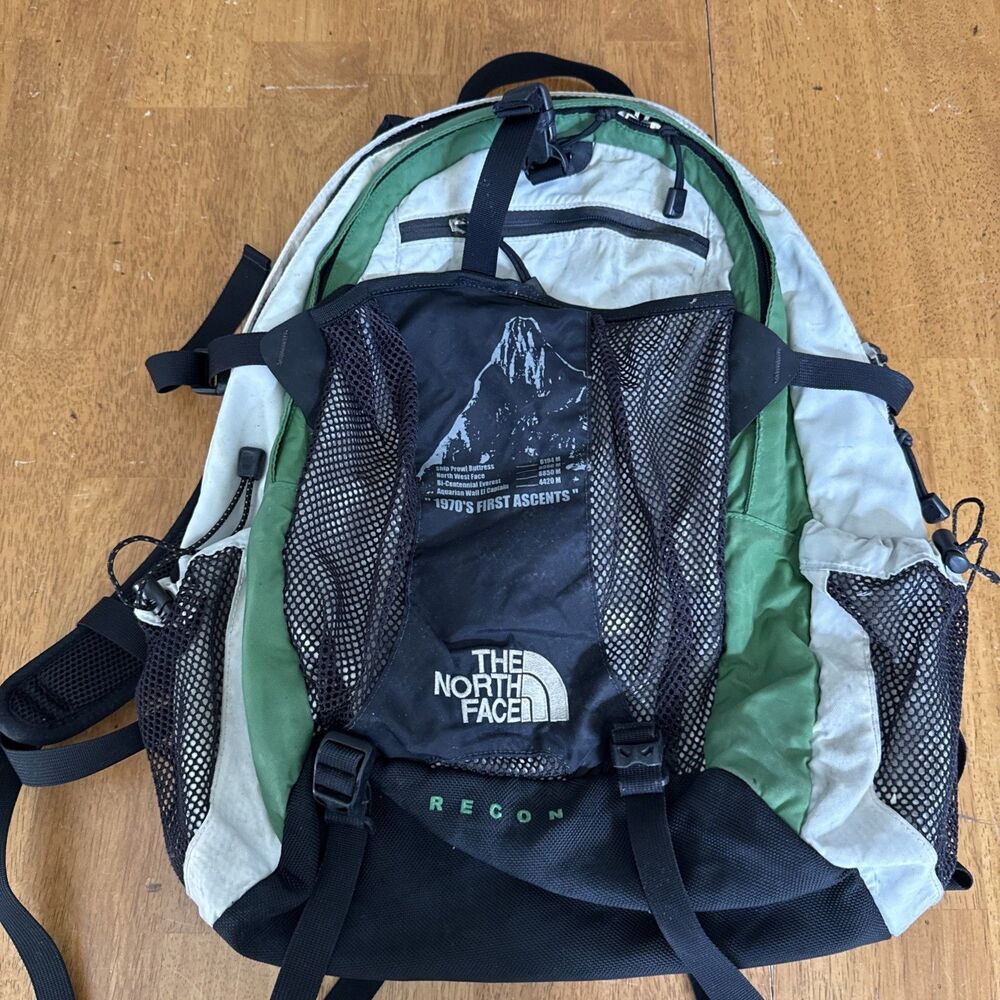 The North Face Recon Green/Black/Cream Hiking Travel Outdoors Backpack